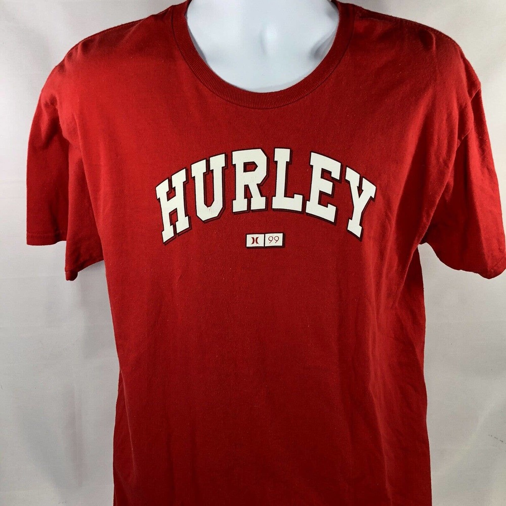 Hurley T-Shirt Men's Size Large L Short Sleeve Graphic White Logo Red Tee